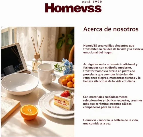Vista 8 de HomeVSS - Juego de vajilla de cerámica de 16 piezas, color blanco, servicio para 4 personas