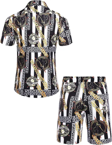 Vista 3 de Daupanzees - Camisa hawaiana de manga corta con botones para hombre