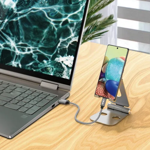 Vista 5 de Cable de disco duro SSD trenzado USB-C 3.1 a USB-A 3.0 de longitud corta, color gris espacial, compatible con LaCie, SanDisk, G-Drive, Samsung