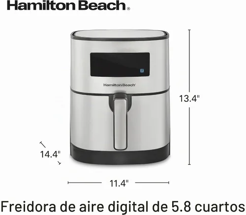 Vista 8 de Hamilton Beach Horno freidora de aire digital de 5.8 cuartos con 8