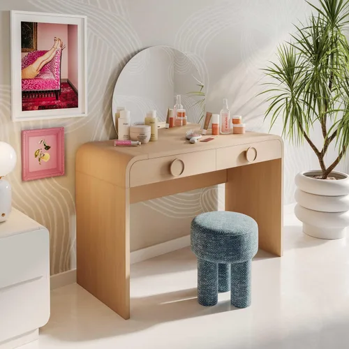 Vista 2 de TOV Furniture Moonrise - Escritorio de tocador con 2 cajones de ceniza natural
