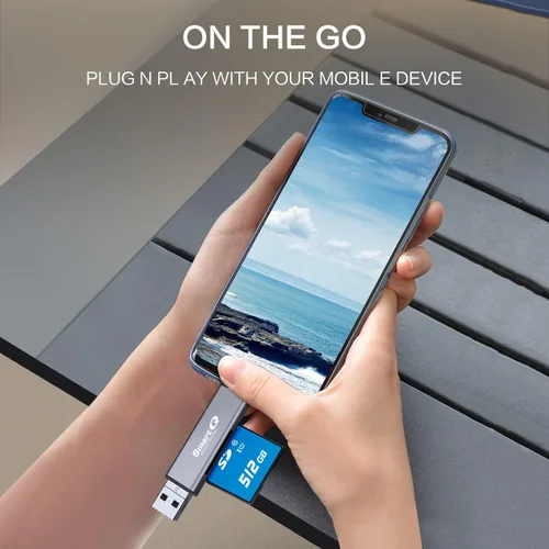 Vista 4 de SmartQ C350TL Lector de tarjetas SD para iPhone/Android, USB C 3.0 y USB A 2.0 adaptador de tarjeta de memoria súper velocidad para PC, portátil