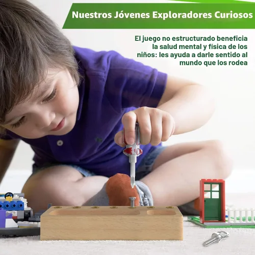 Vista 6 de Panda Brothers Juego de tablero de destornillador Montessori - Juguetes Montessori de madera para niños de 4 años y niños pequeños, contenedor