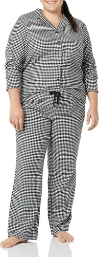 Vista 3 de Tienda Essentials Conjunto de pijama de franela de manga larga con botones frontales para mujer