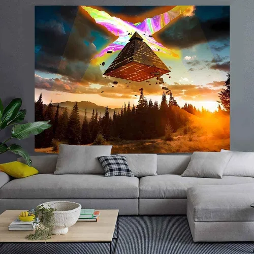 Vista 8 de Ine Ive Tapiz de naturaleza del bosque, Gravity Falls Tapiz de dibujos animados 40x30 pulgadas Fantasía Naturaleza Paisaje Decoración de pared