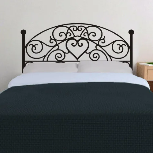 Vista 11 de Arte de pared con patrón de corazón de amor de cabecero - Pegatinas de Negro