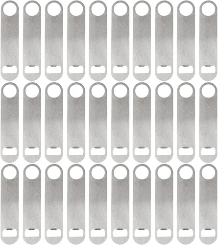 Vista 8 de 30 abridores de botellas planos de 3.5 x 1.18 pulgadas, abridor de botellas de cerveza de acero inoxidable negro, hoja de barra resistente, abridor