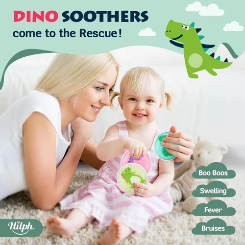 Vista 2 de Paquetes de hielo para niños para golpes - Paquete de 3 lindos paquetes de hielo de gel de dinosaurio reutilizables para lesiones, golpes