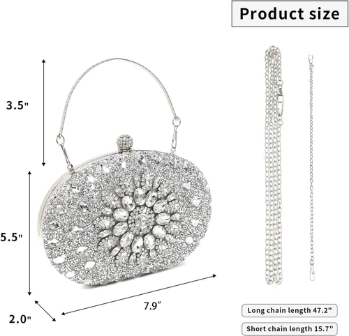 Vista 2 de Beaguful Bolsos de noche para mujer, bolsos de mano brillantes con diamantes de imitación