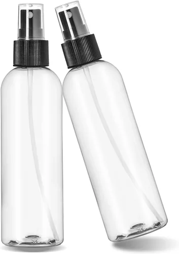 Vista 2 de ljdeals botellas de spray de plástico transparente de 8 oz, rociador de llovizna fina negro, botellas vacías recargables para aceites esenciales