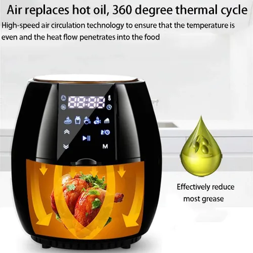 Vista 2 de Freidora de aire eléctrica, freidora eléctrica inteligente de aire, freidora eléctrica automática sin humo para el hogar, freidora multifunción