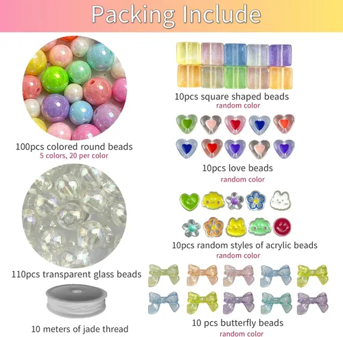 Vista 3 de SHUANGART Kit de 252 piezas de cadena de teléfono, abalorios para teléfono celular, juego de correa de muñeca con cuentas acrílicas surtidas
