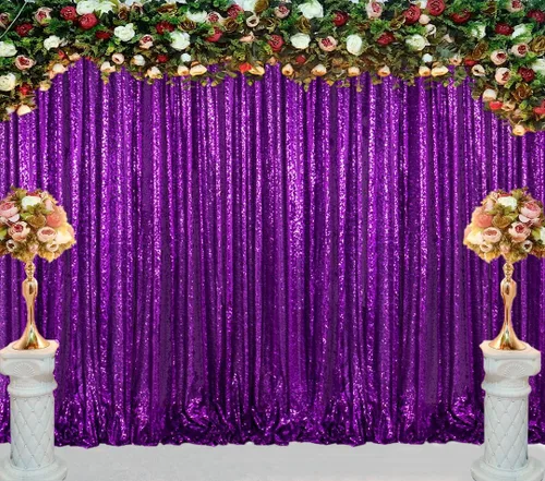 Vista 18 de ShinyBeauty Cortinas de lentejuelas 2 paneles de 2 x 8 pies, cortinas de fondo de fiesta verde azulado con purpurina para bodas, Navidad, Año Nuevo