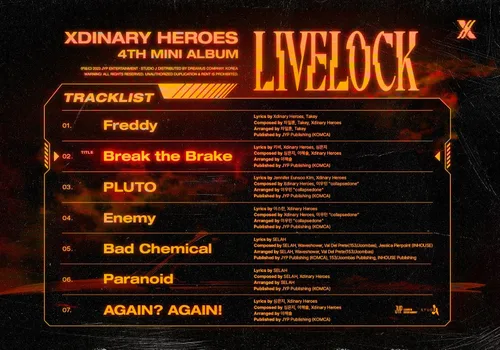 Vista 8 de Xdinary Heroes LIvelock 4º Mini álbum CD+Photobook+Photocard+Póster lírico en paquete+Seguimiento sellado XH (versión estándar ROJO)