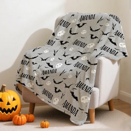 Vista 12 de Manta de Halloween para bebé, diseño de calabaza, fantasma, telaraña, súper suave, manta acogedora para recién nacido, manta de recepción para bebé