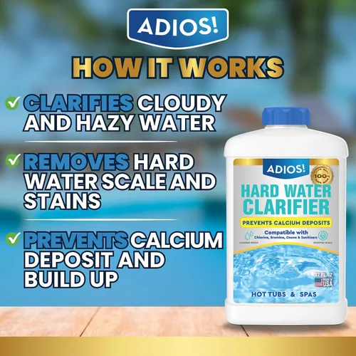 Vista 2 de ADIOS! Eliminador de Calcio de Agua Dura para Bañera de Hidromasaje con Clarificador de Sarro y Manchas, Suaviza, Trata y Reduce los Depósitos