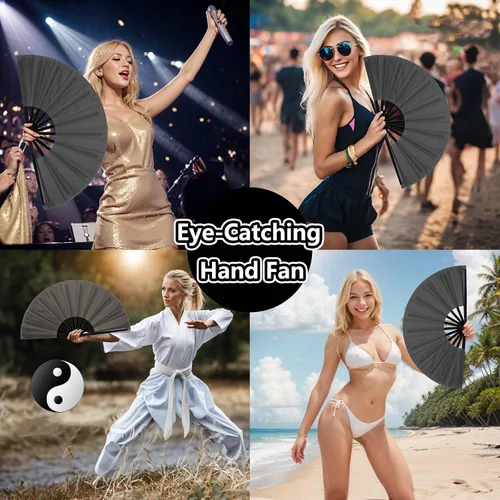 Vista 6 de Large Folding Hand Fans (6pcs) for Line Dancing