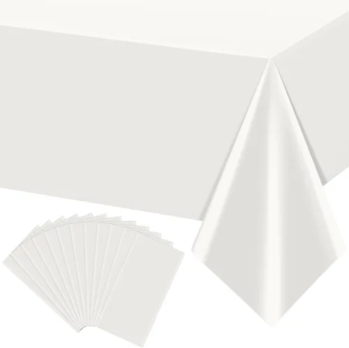 Vista 32 de 3 manteles color beige para mesas rectangulares, mantel desechable de plástico marfil, mantel impermeable color crema para cumpleaños, bodas