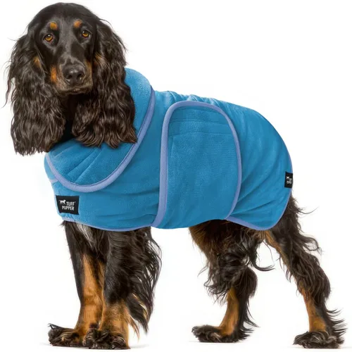 Vista 28 de Tuff Pupper Bata de baño para perro de secado rápido, toalla de felpa de 800 GSM, bata de baño súper absorbente para mascotas y cachorros, capucha