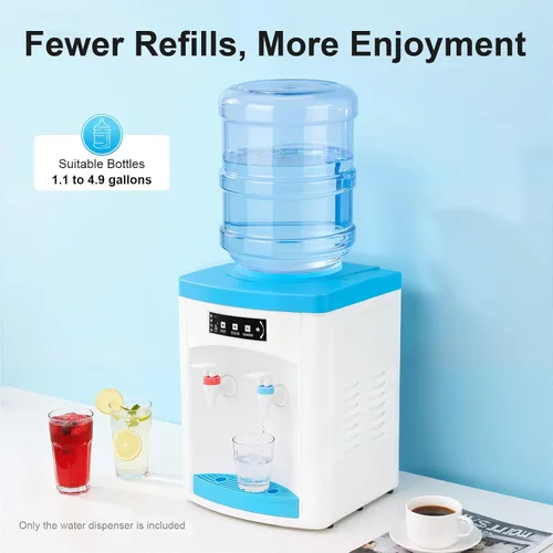 Vista 2 de Enfriador de agua de carga superior con agua fría caliente y temperatura ambiente, dispensador de agua para oficina en casa, dormitorio, dispensador