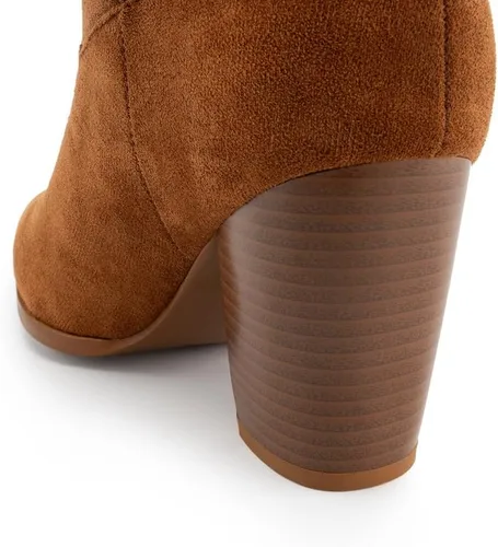 Vista 3 de WIRALOMI Botas vaqueras de tacón grueso bordado hasta la rodilla para mujer, botas vaqueras con punta puntiaguda