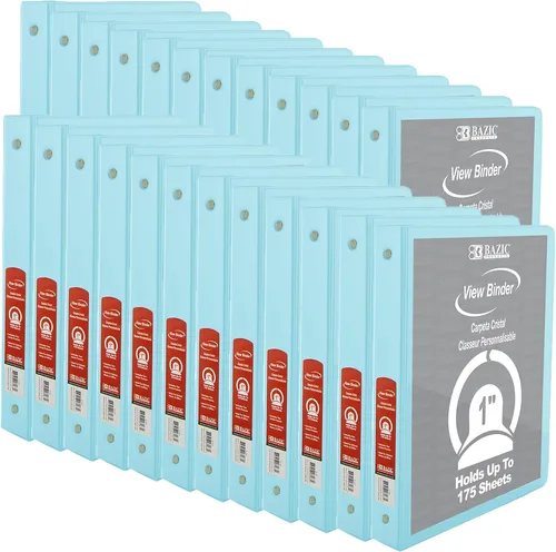 Vista 10 de BAZIC Products Carpeta de 3 anillos de color pastel de 1 pulgada con 2 bolsillos, para escuela, oficina, hogar, juego de 4