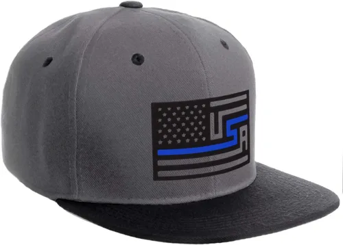 Vista 15 de I&W Hatgear Bandera de Rediseño de Estados Unidos Delgada Azul Línea Roja Soporte American Servicemen Sombrero El Snapback Línea Azul Delgada