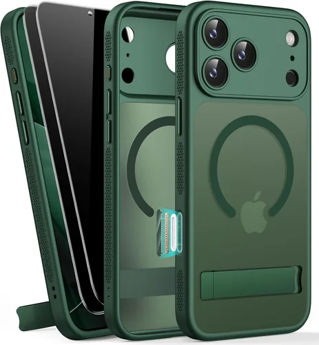 Vista 21 de BXYJY Funda magnética para iPhone Air con soporte, compatible con MagSafe, botón de control de cámara, protección completa de la lente, caída