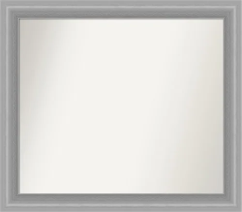 Vista 326 de Amanti Art Espejo de baño plateado para sobre el fregadero, 24 x 24 pulgadas, espejo cuadrado de peltre forjado a medida, marco de madera casual
