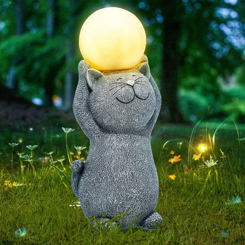 Vista 12 de Luces solares de jardín para exteriores, estatuas de oso negro con girasoles, decoración de escultura, regalos de madre para mujeres, hombres
