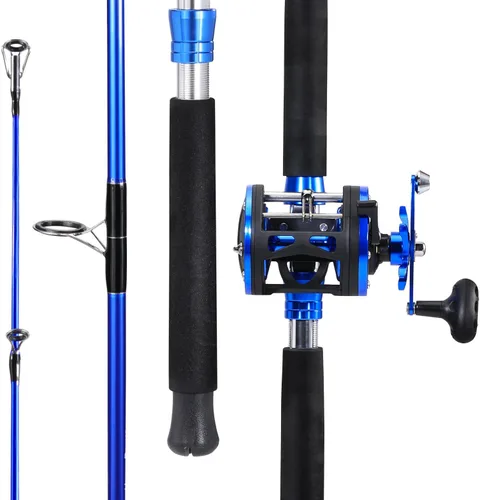 Vista 3 de Combo de Caña de Pescar Sougailang, Combo de Carrete de Pesca Trolling de 2 Piezas con Relación de Engranajes 3.8:1 y Rodamientos 3+1, Asiento