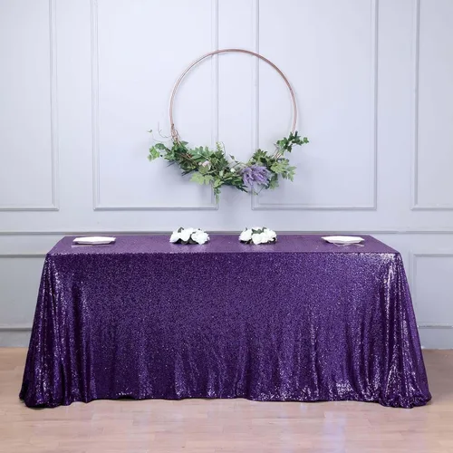 Vista 10 de Efavormart - Mantel redondo de lentejuelas brillantes de 120 pulgadas para banquetes de boda, fiesta, decoración del hogar