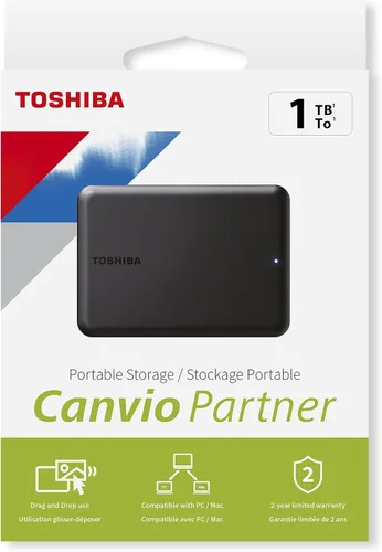 Vista 7 de Toshiba Canvio Partner - Disco duro externo portátil de 2.5 pulgadas, compatible con USB 3.2, Mac y Windows, Xbox, PS4, PS5