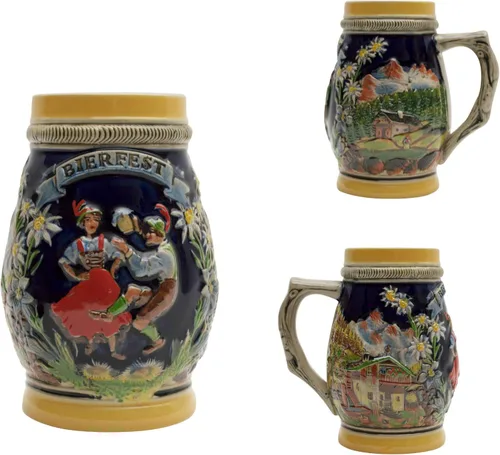 Vista 4 de OktoberfestHaus Oktoberfest - Tazas para el festival de la cerveza alemana, jarra de cerámica para amantes de la cerveza, jarras para cerveza