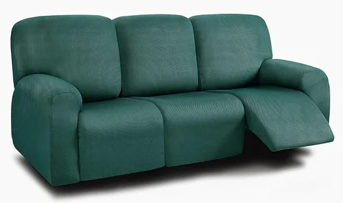 Vista 48 de ULTICOR Fundas para sofá reclinable de 8 piezas, fundas elásticas con hilo teñido para sofá reclinable de 3 cojines, gruesas, suaves y lavables Gris
