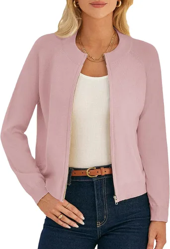 Vista 11 de GRACE KARIN Cárdigan de manga larga con cremallera para mujer, suéter ligero, ropa de moda de punto Negro