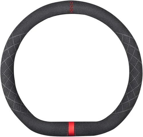 Vista 14 de Funda de volante de gamuza de 14 pulgadas, compatible con Tesla Model 3 Model Y, funda de volante deportiva de cuero gamuza antideslizante