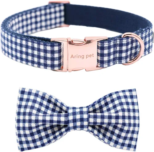 Vista 23 de ARING PET Collar de perro con corbatín, collares de terciopelo para perros con corbatín extraíble, collar de lazo ajustable para perros hembras