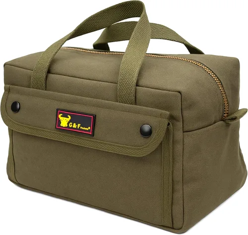 Vista 12 de Bolsa de lona encerada multiusos estilo militar, resistente al agua, correa ajustable, totalmente forrada, cierre de doble cremallera, uso pesado