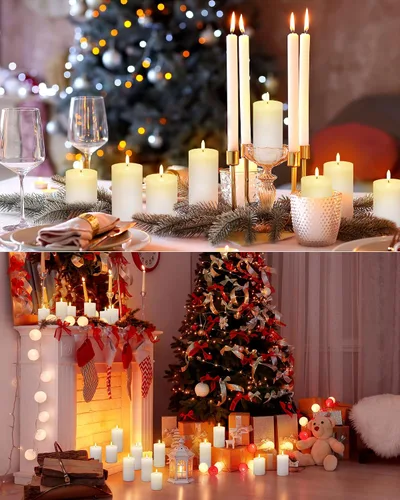 Vista 4 de Leelosp Paquete de 6 velas sin llama con temporizador remoto, velas parpadeantes sin llama a granel a granel LED para bodas, festivales, decoración