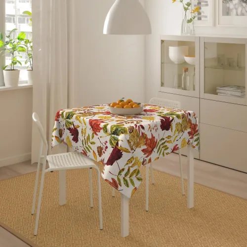 Vista 5 de Sweetshow Mantel cuadrado de otoño de 52 x 52 pulgadas con estampado de hojas de arce y hojas de arce, diseño de madera de Acción de Gracias