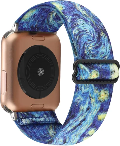 Vista 9 de Correa de reloj elástica ajustable compatible con Apple Watch de 1.49", 1.57", 1.61" (38 mm- 40 mm- 41 mm), pulsera elástica de nylon para mujer
