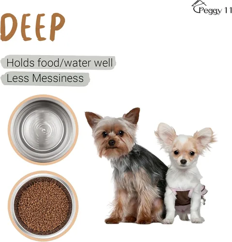 Vista 4 de PEGGY11 Cuencos Profundos de Acero Inoxidable Antideslizantes para Perros - Paquete de 2, 2 Tazas