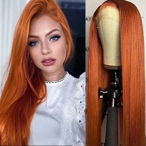 Vista 16 de Lovestory Peluca de encaje frontal larga y recta color blanco platino, predepilada, rubio platino, pelucas de encaje frontal sintético para mujeres