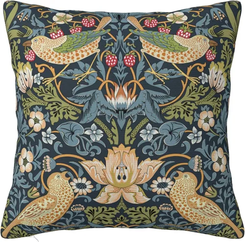 Vista 71 de Fundas de almohada William Morris diseño Strawberry Thief, fundas de almohada decorativas suaves para exteriores, fundas de almohada para decoración