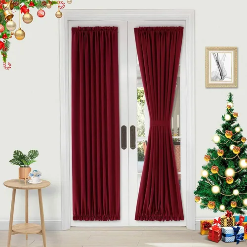 Vista 12 de DWCN Cortinas para Puertas Francesas – Cortinas opacas térmicas con bolsillo para barra para puertas con ventana de cristal, puertas de cocina