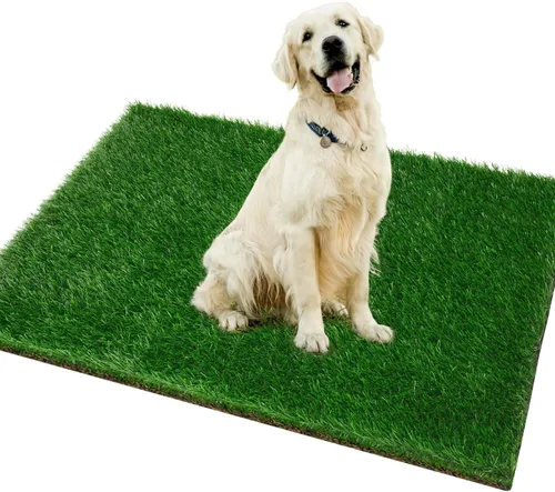 Vista 7 de Almohadilla de hierba para perros 33 x 33 pulgadas, hierba suave y realista de fuerte absorbencia para el entrenamiento de mascotas, fácil