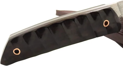 Vista 5 de MASALONG VG10 Damasco Short tanto cuchillo kni198 Hoja fija de espiga completa (mango negro)