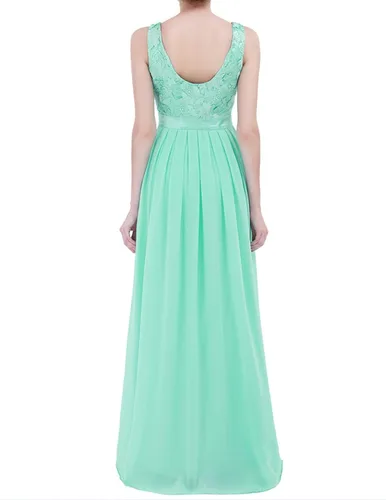 Vista 3 de Hularka Vestido largo de gasa de encaje floral para mujer