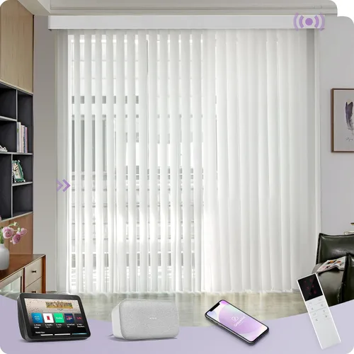 Vista 12 de Graywind Persianas verticales transparentes motorizadas compatibles con Alexa Google, cortinas transparentes inteligentes de privacidad, filtrado